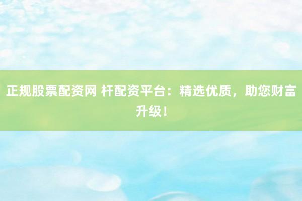 正规股票配资网 杆配资平台：精选优质，助您财富升级！
