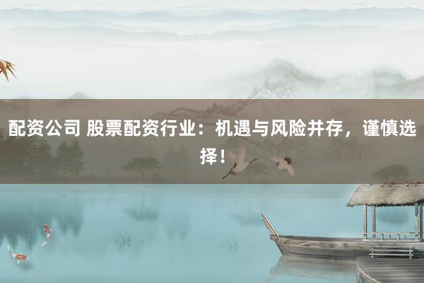 配资公司 股票配资行业：机遇与风险并存，谨慎选择！