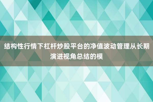 结构性行情下杠杆炒股平台的净值波动管理从长期演进视角总结的模