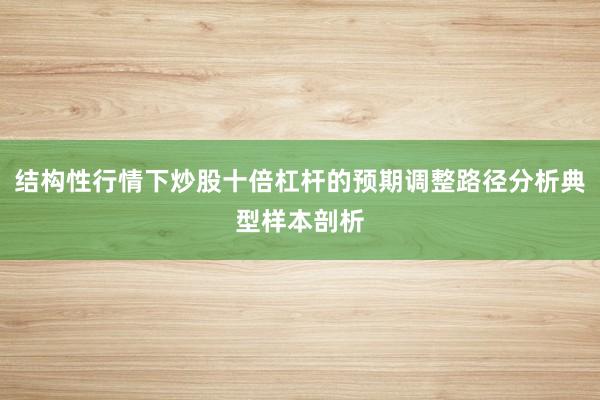结构性行情下炒股十倍杠杆的预期调整路径分析典型样本剖析