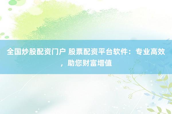 全国炒股配资门户 股票配资平台软件:专业高效,助您财富增值