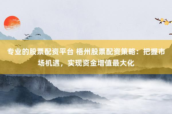 专业的股票配资平台 梧州股票配资策略：把握市场机遇，实现资金增值最大化
